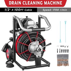 100ft x 1/2&Prime; Commercial Drain Cleaner Sewer Snake Drain Auger Cleaning Machine