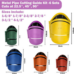 6 Piece Metal Pipe Cutting Guide Kit Sizes Include: 1-5/8&ldquo; 1-7/8&rdquo; 2-3/8&ldquo; 2-7/8 &rdquo;