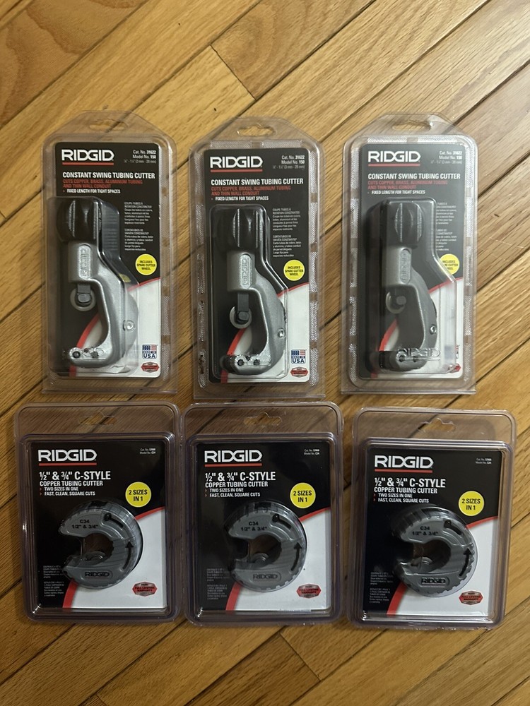 3 RIDGID CONSTANT SWING CUTTER 31622 & 3 C-STYLE CUTTER