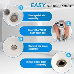 Tub Drain Removal Tool 3/8 Drive Extractor Rusted Stuck Broken Drain Remover