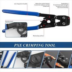 PEX Clamp Crimping Tool Kit 3/8 to 1 Inch Stainless Steel Clamps with Cutter