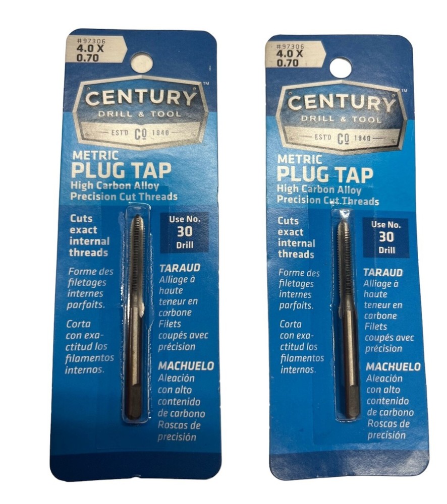 Century Drill & Tool 97306, 4.0 x 0.70 Metric Plug Tap (LOT OF 2) **SALE**