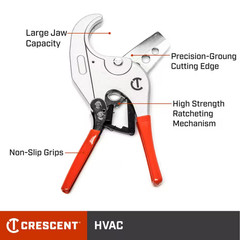 2-1/8 In. Ratcheting PVC Pipe Cutter with Dipped Grips