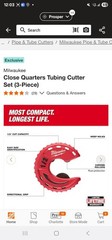 Milwaukee 48-22-4267 Close Quarters Copper Tubing Cutter Set 3 Piece