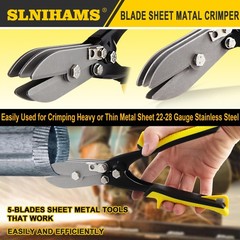 5 Blade Sheet Metal Hand Crimper HVAC Crimping Tool Yellow Handle