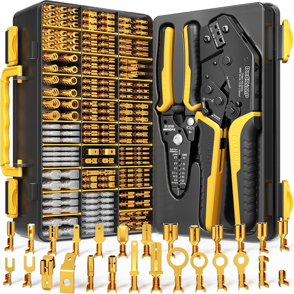 Crimping Tool Kit, 21-Type Open Spade & Quick-Disconnect Connector Set (2.8/3.9/
