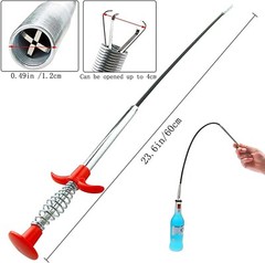 24 In. Flexible, 4 Claw Pick-Up Tool, Jewelry Retriever, Clog Remover, Drain Sna