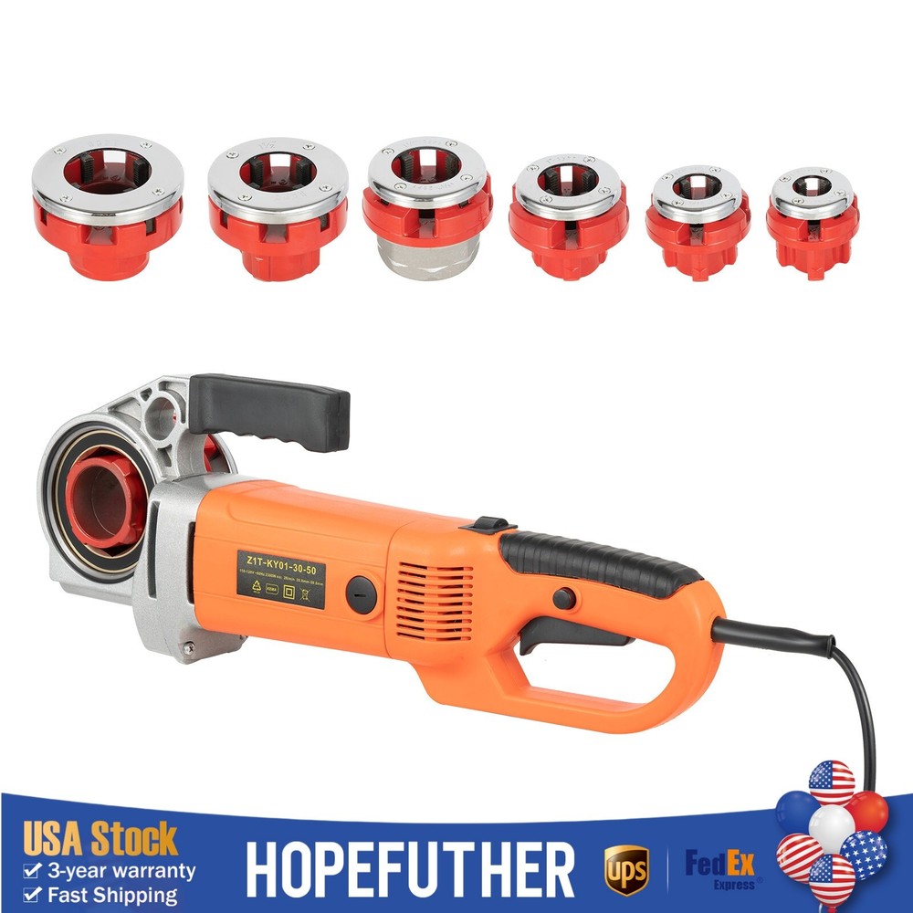 Handheld Electric Pipe Threader Threading Machine W/6 Pipe Cutter 1/2&Prime; &ndash; 2&Prime; USA
