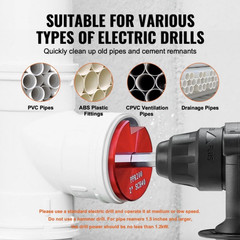 Vevor PVC Pipe Reamer Kit PVC Pipe Fitting PVC Socket Saver 1-1/2&rdquo;+2&rdquo;+3&rdquo;+4&rdquo; Red