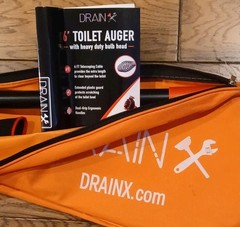 Swivel-Head Toilet Auger Drain Plumbing Snake | Use with Drill or Manually,