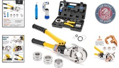 1/2, 3/4, 1&Prime; PEX Crimping Tool Kit with Pipe Cutter & Ergonomic Grip