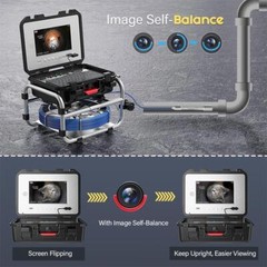 50M Sewer Pipe Inspection Camera 512HZ Self leveling Meter Counter 10&Prime; Monitor