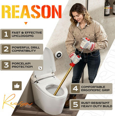 56658 K-6P 6FT Toilet Auger Snake for Use Manually or with Drill, Telescopic for