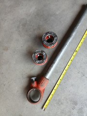 Ridgid 00-R Pipe Threader Die Head Set 00R Threading Dies 1/2&Prime; 3/4&Prime; w Ratchet