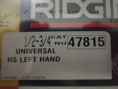 Ridgid 47815 1/2-3/4 Universal HS Left Hand High Speed