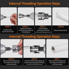 6 Pcs Internal External PVC Pipe Threader Reaming Tool Kit Plumbing Tool