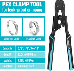 Ratchet PEX Crimping Tool, PEX Cinch Tool for Fastening Stainless Clamps from 3/
