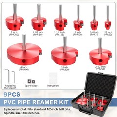 9PCS PVC Pipe Reamer Kit 1/2&Prime;-4&Prime; Fitting Saver for Drill SCH40 ABS Pipes