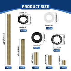 Lamp Repair Hardware Kit-5 Size Thread Pipe Nipples,20 One Size, Black