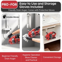 20V Cordless Electric Drain Auger, 25Ft AutoFeed Drain Snake, Replaceable Cab&hellip;