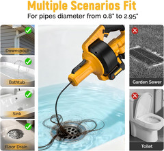 Electric Drain Auger,21V Cordless Drain Snake,25Ft Auto-Feed Snake Drain Hair Re