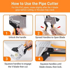 Ratchet PVC Pipe Cutter Heavy Duty, Cuts up to 2-1/2&Prime; (63Mm), Plastic Pipe Cutte