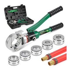 Growlush Hydraulic PEX Pipe Crimping Tool Kit 3/8-1&Prime; 5 Dies ASTM F1807 80KN