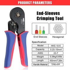 HKS Hexagonal Self-Adjusting Crimper for End-Sleeve Terminals AWG 23-7 Tool