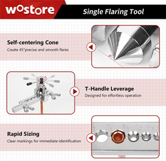 Flaring Tool Set Single Flare Tubing Pipe 7 Dies of 3/16-5/8 Inch Kit in HVAC fo