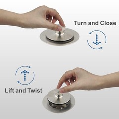Brushed Nickel Tub Drain Lift &Turn Trim Set with Two-Hole