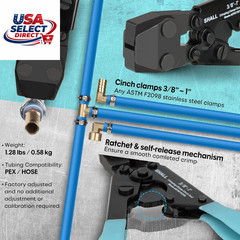 Pex Crimping Clamp Tool Kit with Pipe Cutter & 30 Stainless Steel Clamps