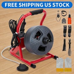50Ft x Inch Drain Cleaner Machine, Electric Drain Auger Cleaner Sewer Snake 5/16