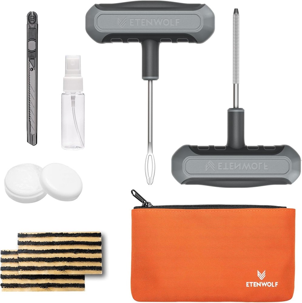 ETENWOLF Flat Tire Repair Kit with Plugs 16 Pcs, Heavy Duty Tire Plug Kit for Ca