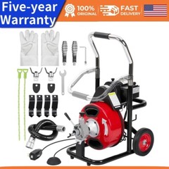 75 Ft X 1/2 Inch Drain Cleaner Machine Professional Automatic Electric 1&Prime; to 4&Prime;