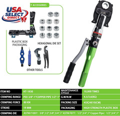 Pipe Press Tool with 11 Dies for Copper & PEX Crimping