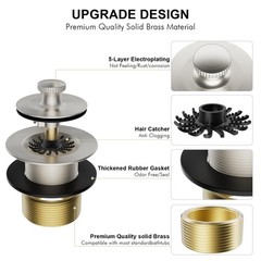 Brushed Nickel Tub Drain Stopper Bathtub Drain,