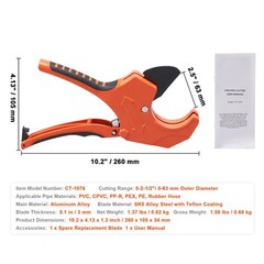VEVOR 2-1/2&Prime; 63mm PVC Pipe Cutter Ratcheting Pipe Cutter PEX PVC Plastic Hose