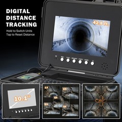 10.1&rdquo; Self-Leveling Sewer Inspection Camera w 165ft Cable Wheels Locator Handle