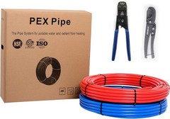 1/2 inch 2&times;75 ft Pex-b Pipe/Tool Kit- Pex-b Pipe/Tubing Blue & Red 150ft