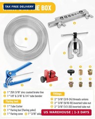 25 ft 3/16in Zinc-Plated Brake Line Flaring Tool Kit, Includes 3-in-1 Tube Bende