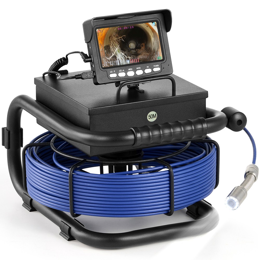 Zelcan 50m/164ft Sewer Camera Pipe Inspection HD Drain Camera 4.3 inch Screen