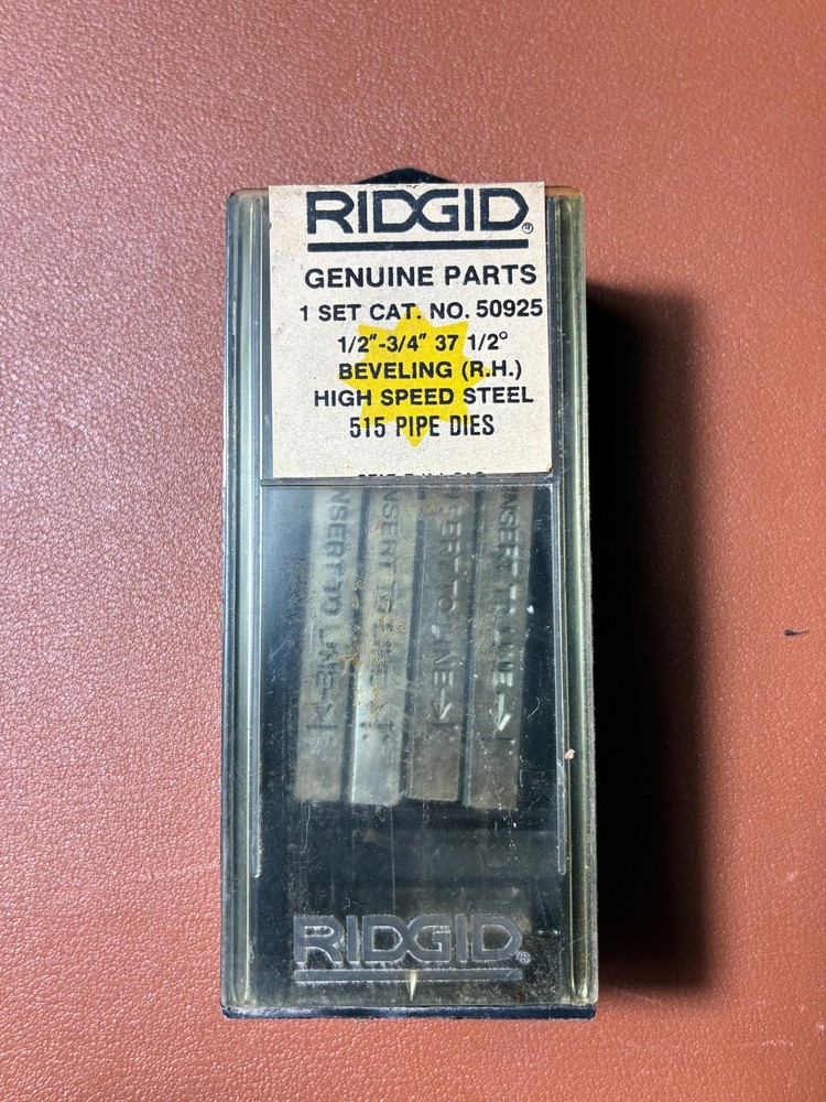 Ridgid 50925 1/2&Prime; -3/4&Prime; 37 1/2&deg; (RH) High Speed Alloy Steel 515 Pipe Dies