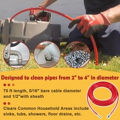 64348 Cable Assembly 5/16&Prime; x 70 ft for K9-204 Flexshaft Drain Cleaning Machine