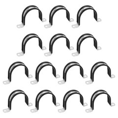 14Pcs 55mm(2-5/32&Prime;) Stainless Steel Rubber 2 Hole U-Tube Strap Clamp, Black