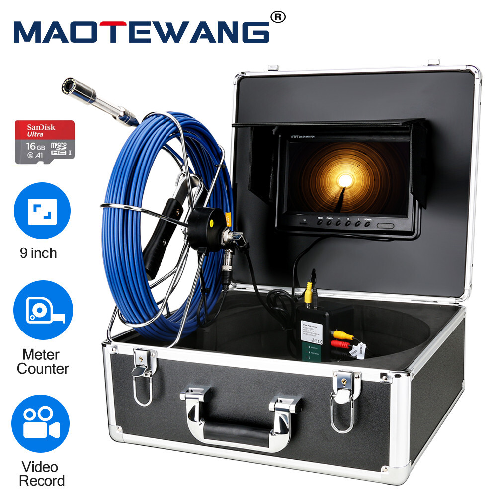 9&Prime; Sewer Pipe Inspection Camera DVR 16gb Drain Pipeline Industrial Endoscope 20M