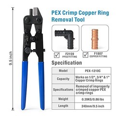 PEX Crimp Ring Removal Tool for 1/2&Prime;, 3/4&Prime;, 1&Prime; Copper F1807 Crimp Rings