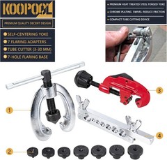 Double & Single Flaring Tool Kit with Tube Cutter