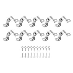 10Pcs 30mm(1-3/16&Prime;) 304 Stainless Steel Rigid Pipe Strap with Screws, Silver