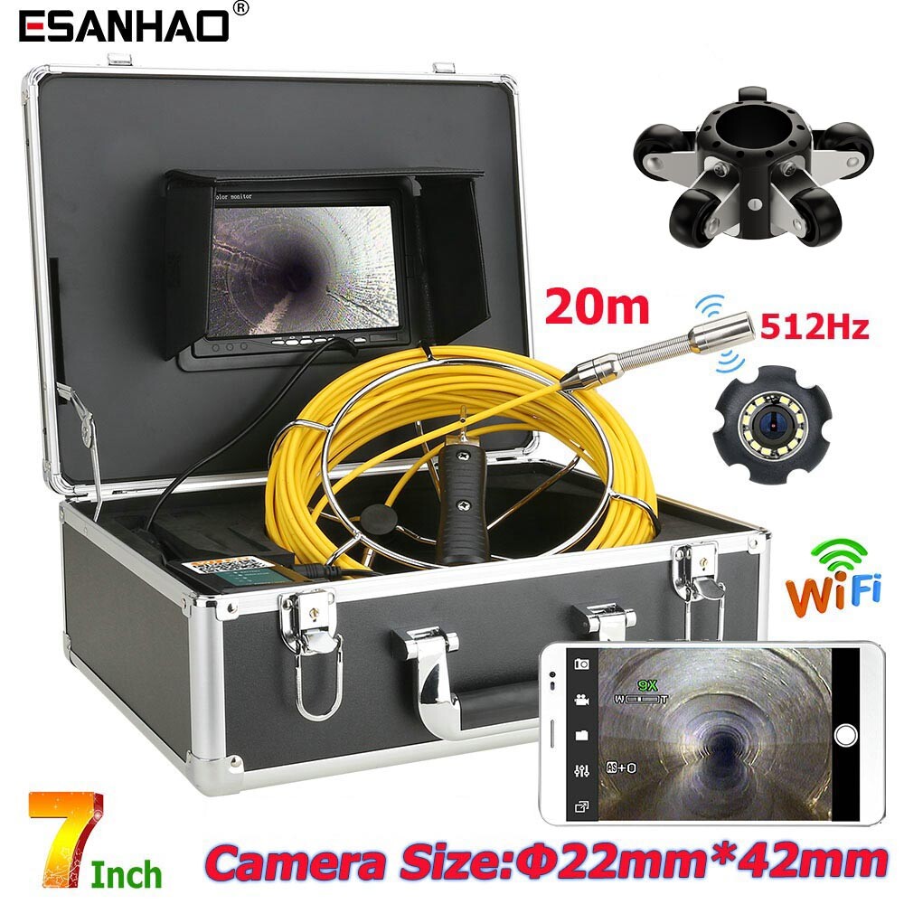 7&Prime; 30M WIFI Pipe Inspection Camera with 512hz Locator 1000TVL Sewer Camera IP68