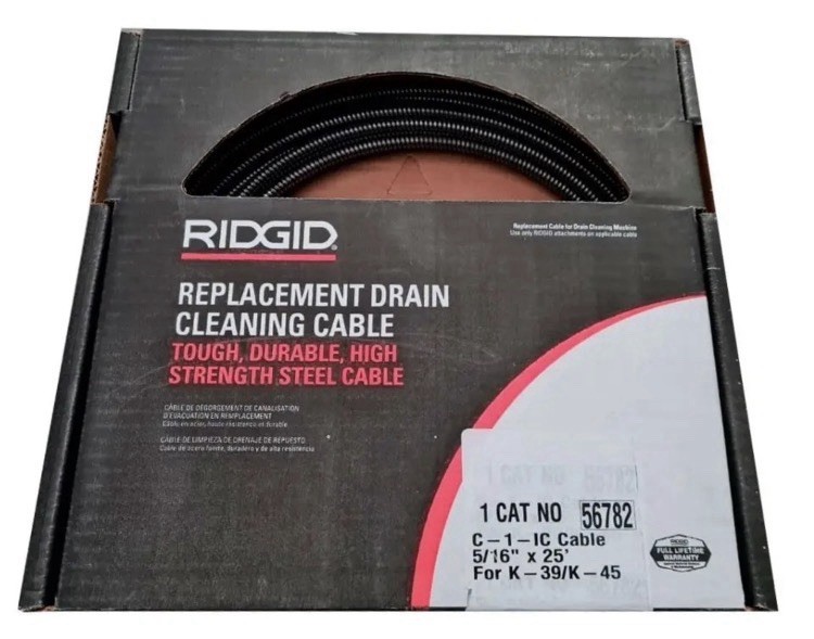 Ridgid 56782 Drain Cleaning Cable, 5/16 In. X 25 Ft. for K-39, K-45. Free Ship